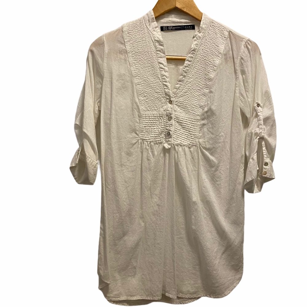 Zara White Buttoned Blouse Size Small
